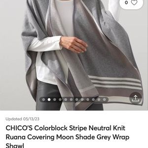 CHICO Colorblock Stripe Neutral Knit Ruana.